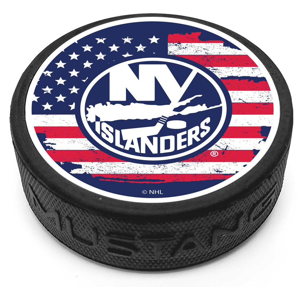 New York Islanders American Flag puck with primary logo