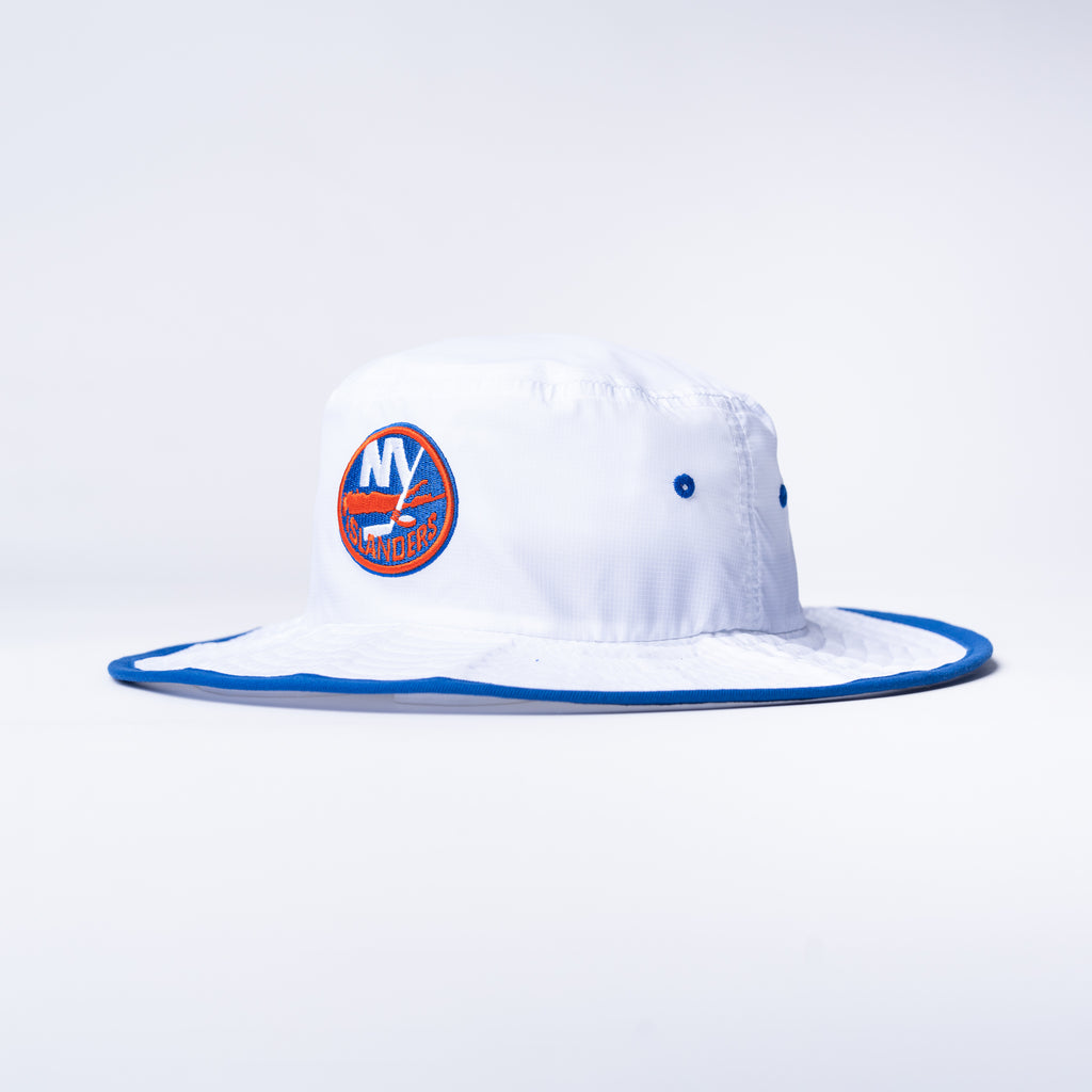 New York Islanders white bucket hat with primary logo
