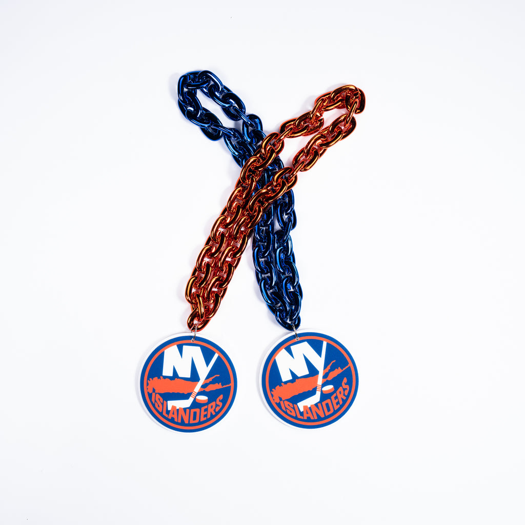 New York Islanders blue and orange chain with primary logo