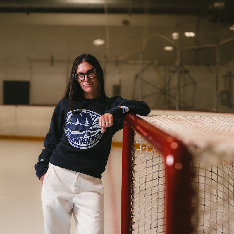 Islanders Platinum Ice Linear Navy Crewneck