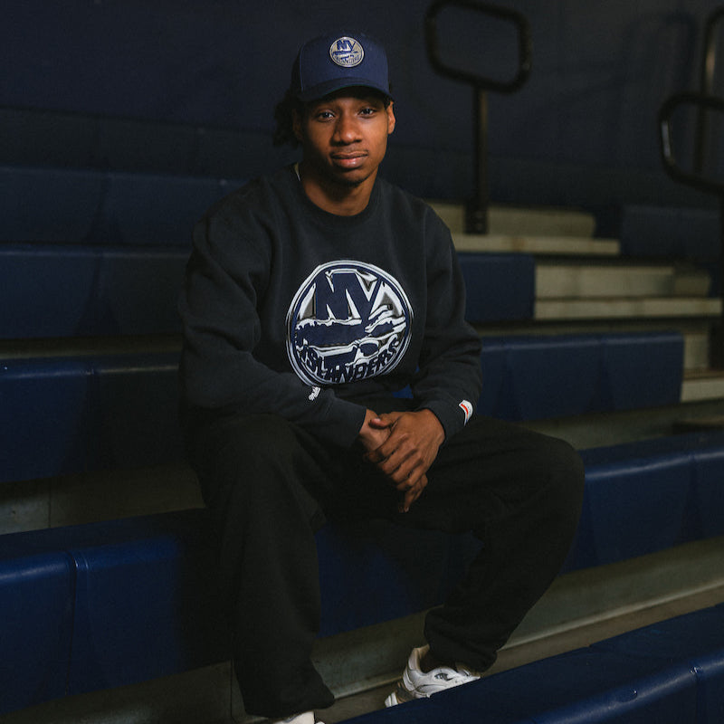 Islanders Platinum Ice Linear Navy Crewneck