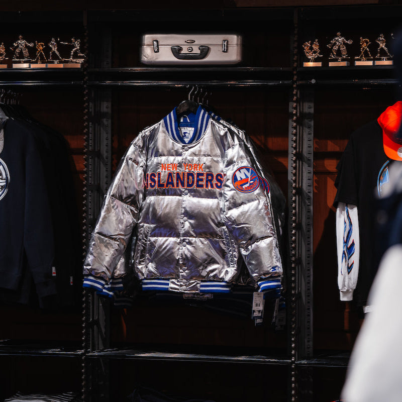 Islanders Platinum Ice Metallic Puffer Jacket