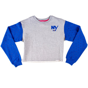 Islanders Women's Raw Hem Cropped Gems Crew