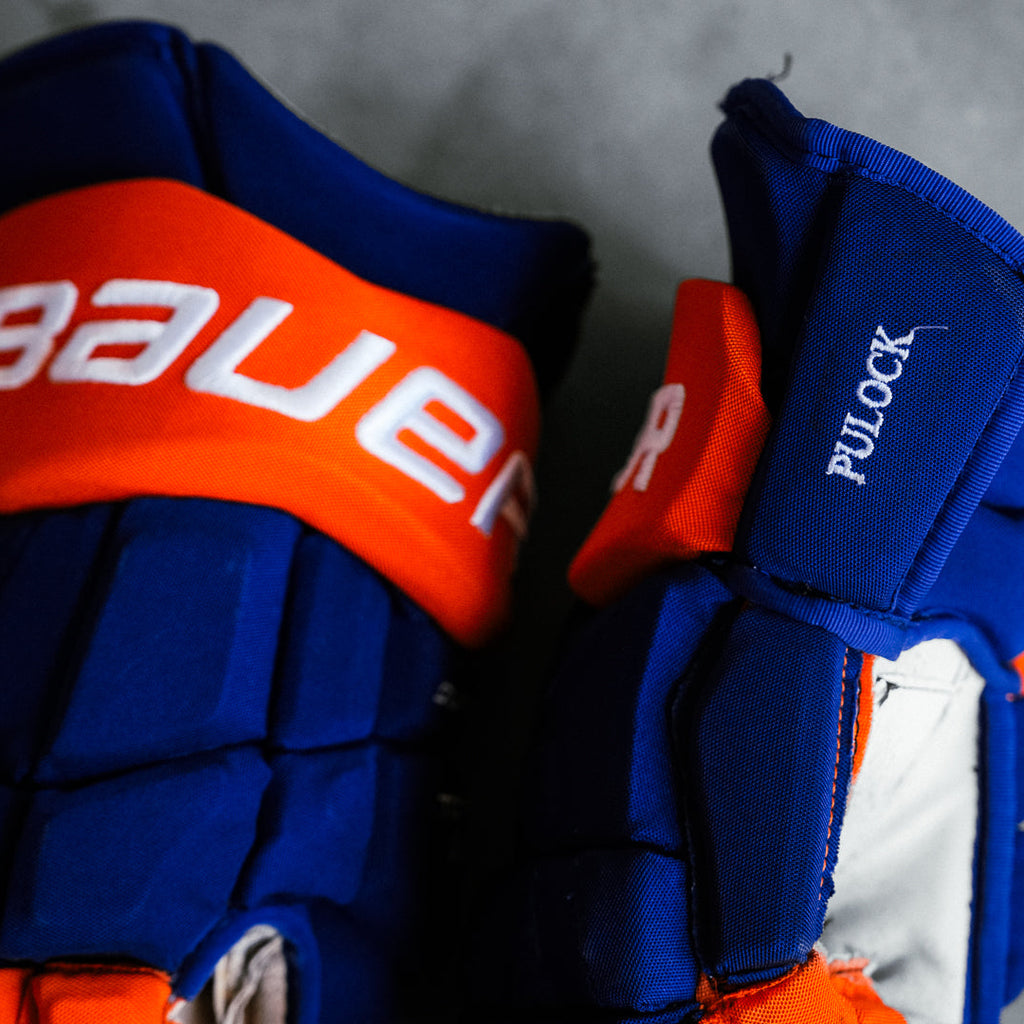 Ryan Pulock Game Used Home/Away Gloves