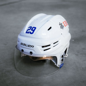 Nelson Game Used White Helmet