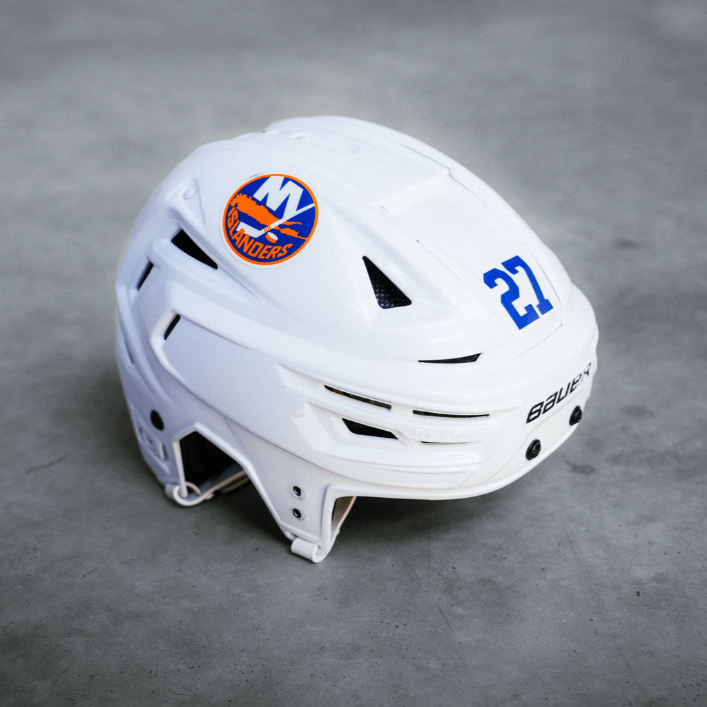 Anders Lee Game Used White Helmet