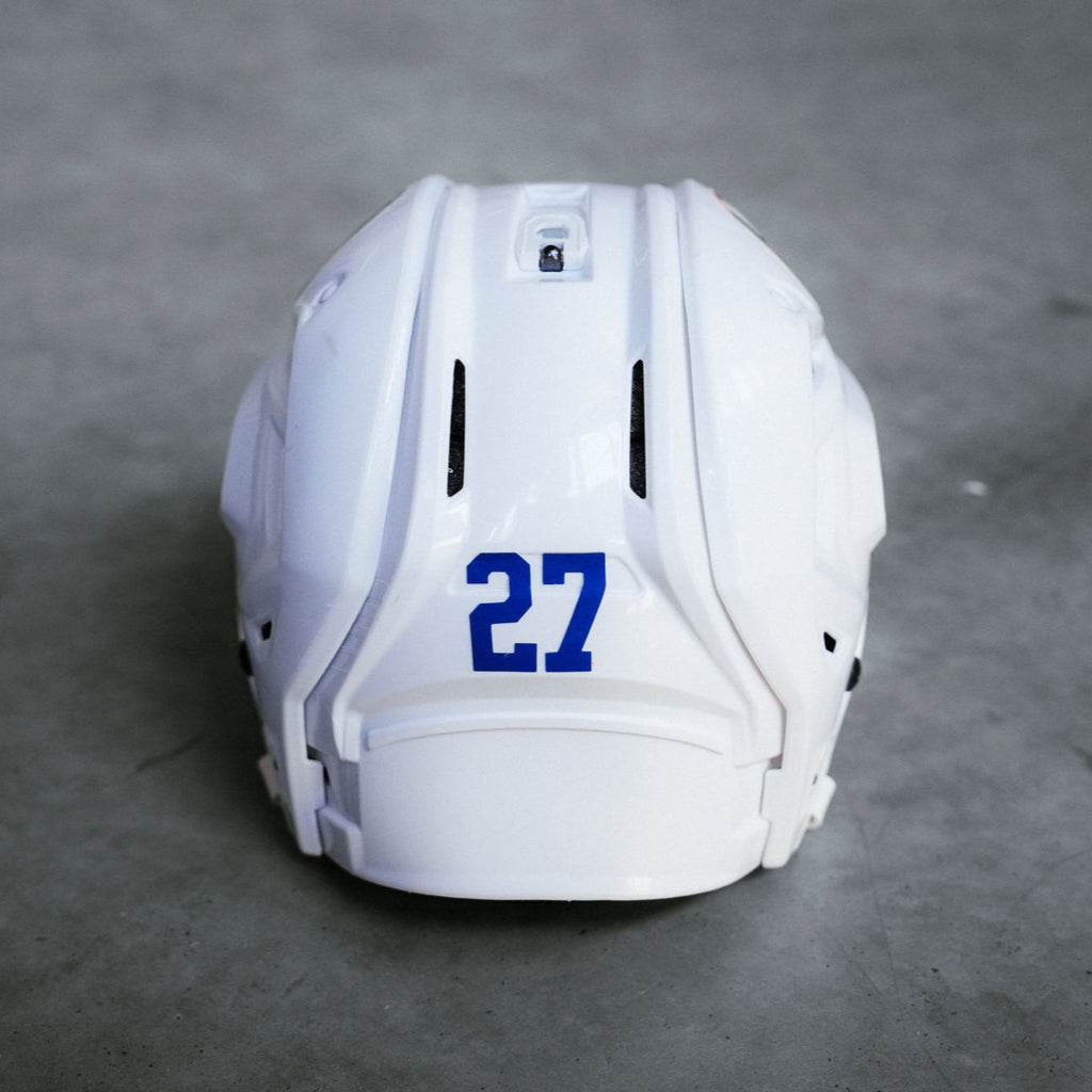 Anders Lee Game Used White Helmet