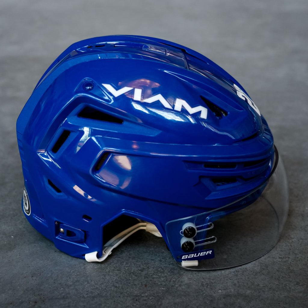 Anders Lee Game Used Royal Helmet