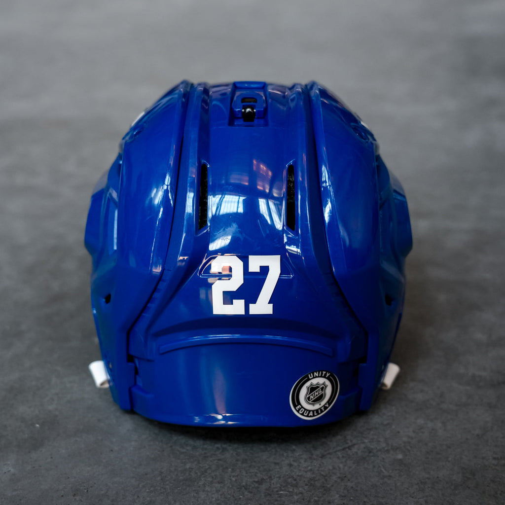 Anders Lee Game Used Royal Helmet