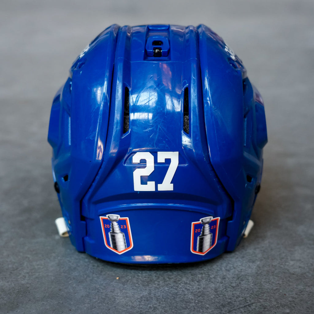 Anders Lee Game Used Royal Helmet