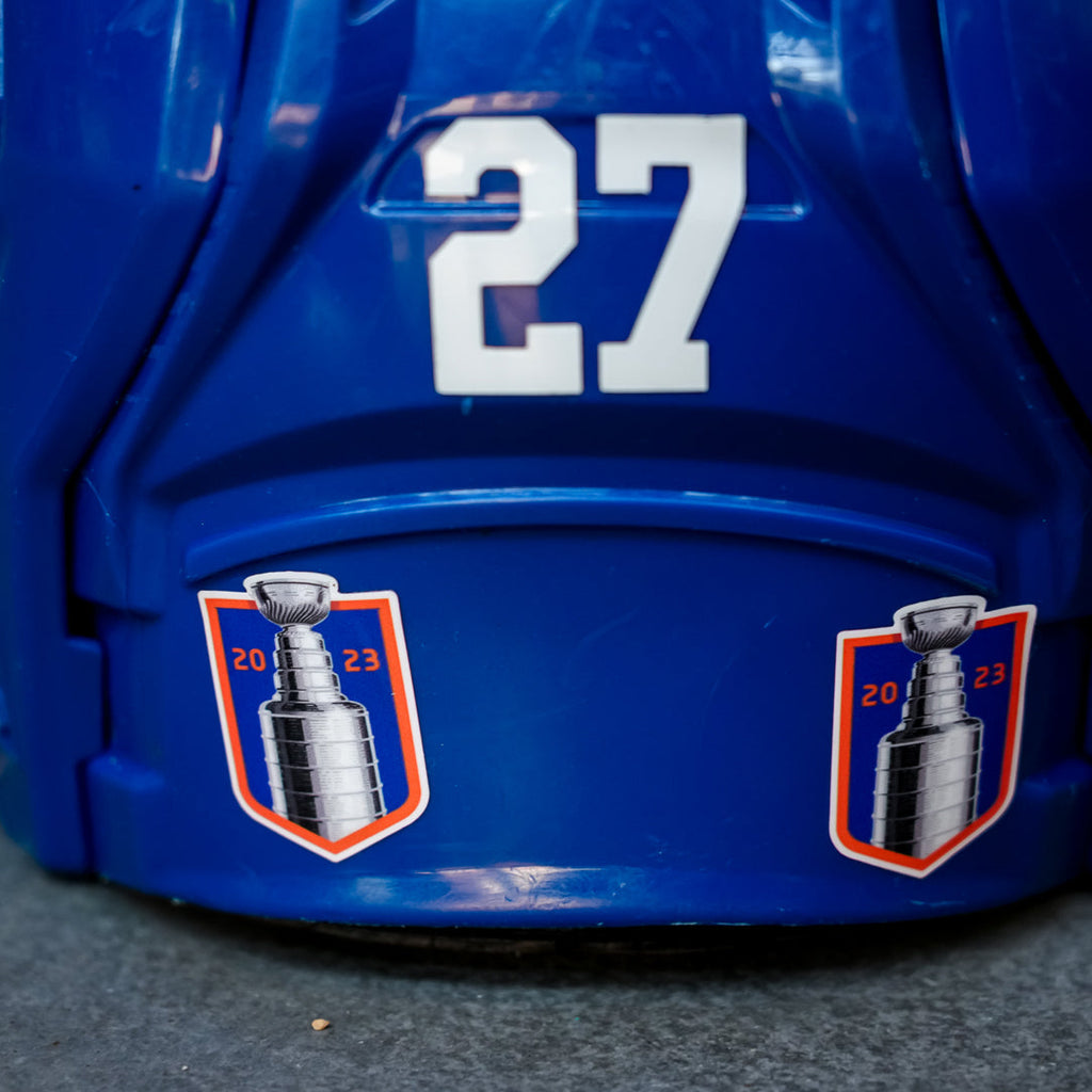 Anders Lee Game Used Royal Helmet