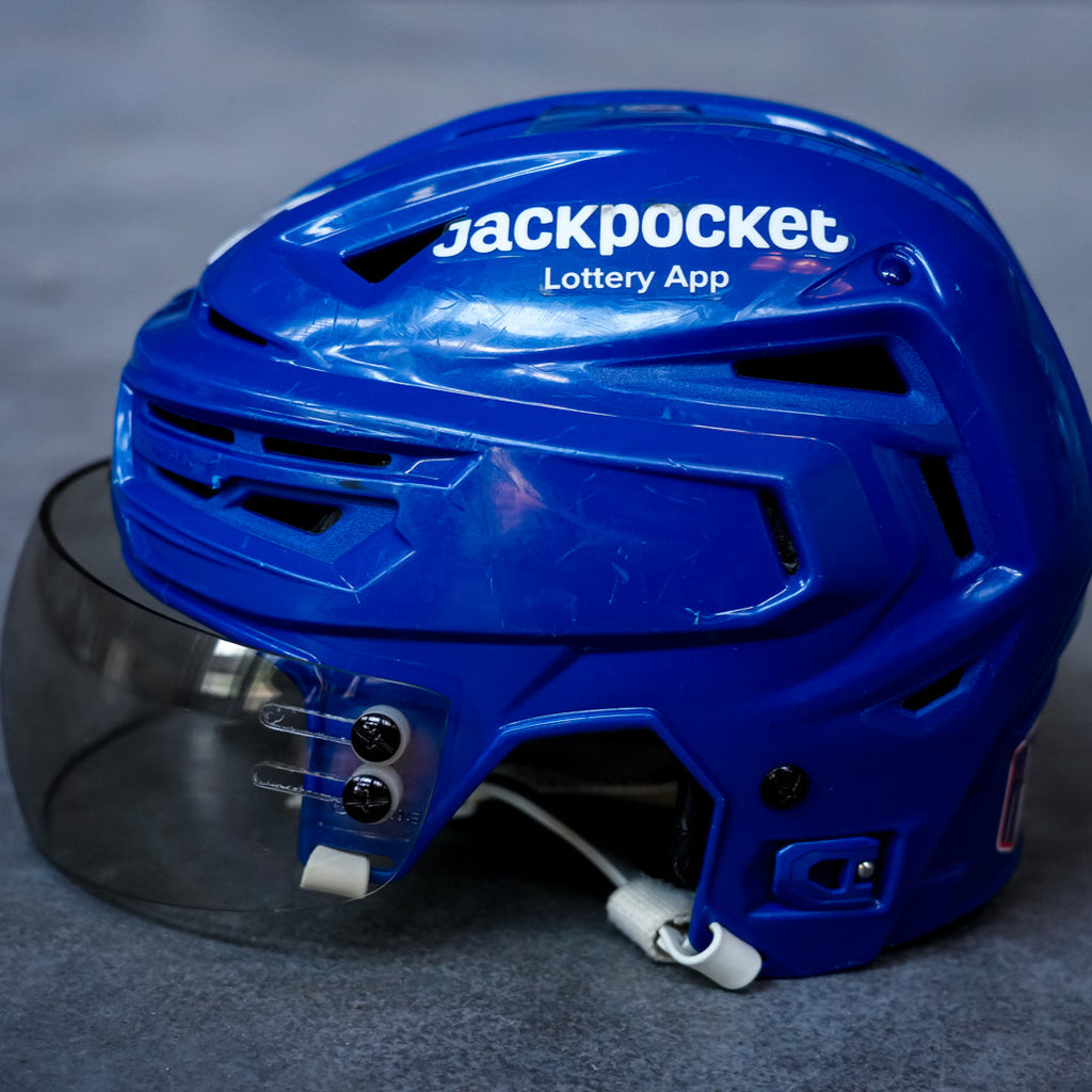 Anders Lee Game Used Royal Helmet