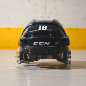 #18 Game Used Navy Helmet