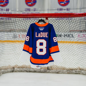 #8 LaDue Bridgeport BPI Blue Game Used Jersey