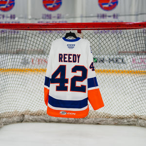 #42 Reedy Bridgeport White Game Used Jersey