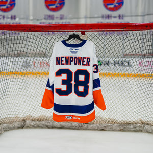 #38 Newpower Bridgeport White Game Used Jersey