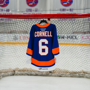 #6 Cornell Bridgeport BPI Blue Game Used Jersey