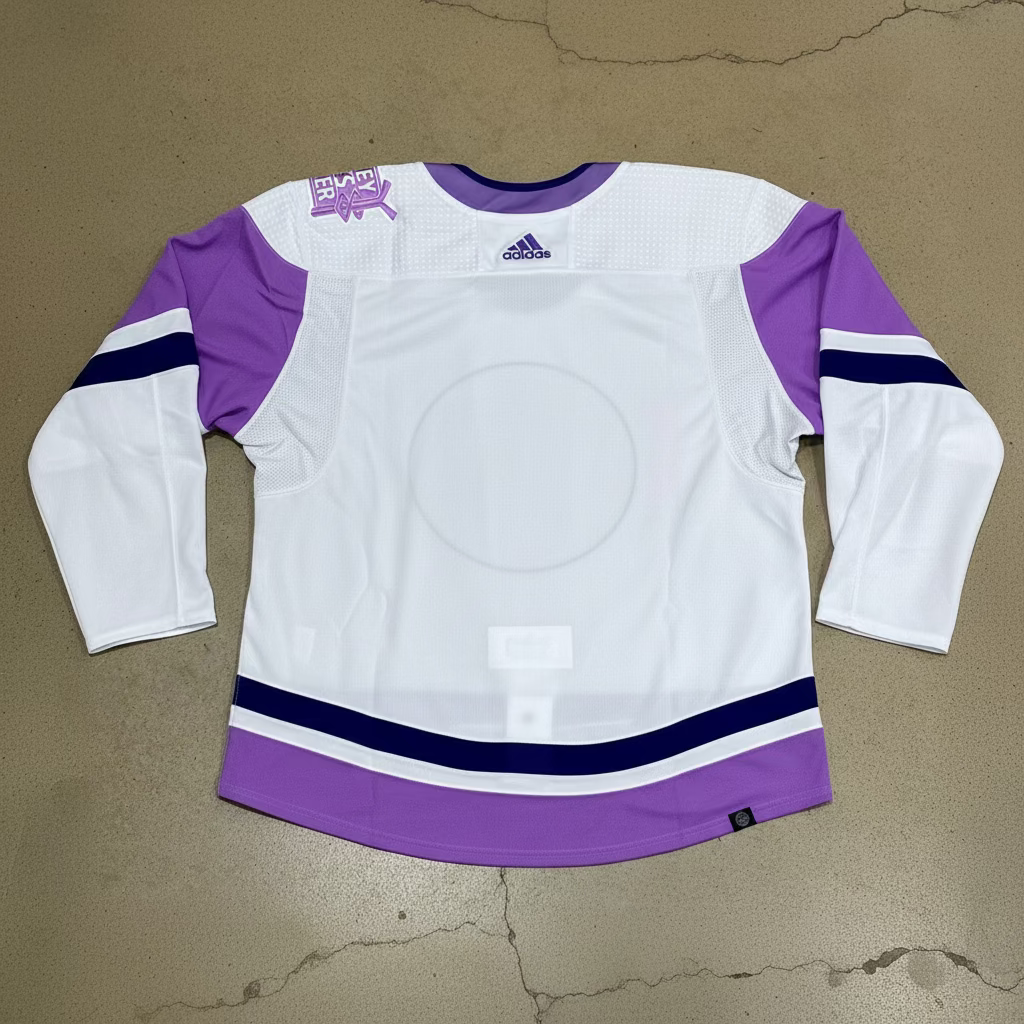 Adidas Team Issued White Hockey Fights Cancer Jersey