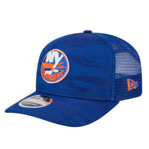 Islanders New Era Royal Camo Trucker