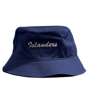 Islanders Platinum Ice Script Navy Bucket Hat