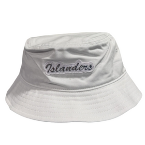 Islanders Platinum Ice Script White Bucket Hat