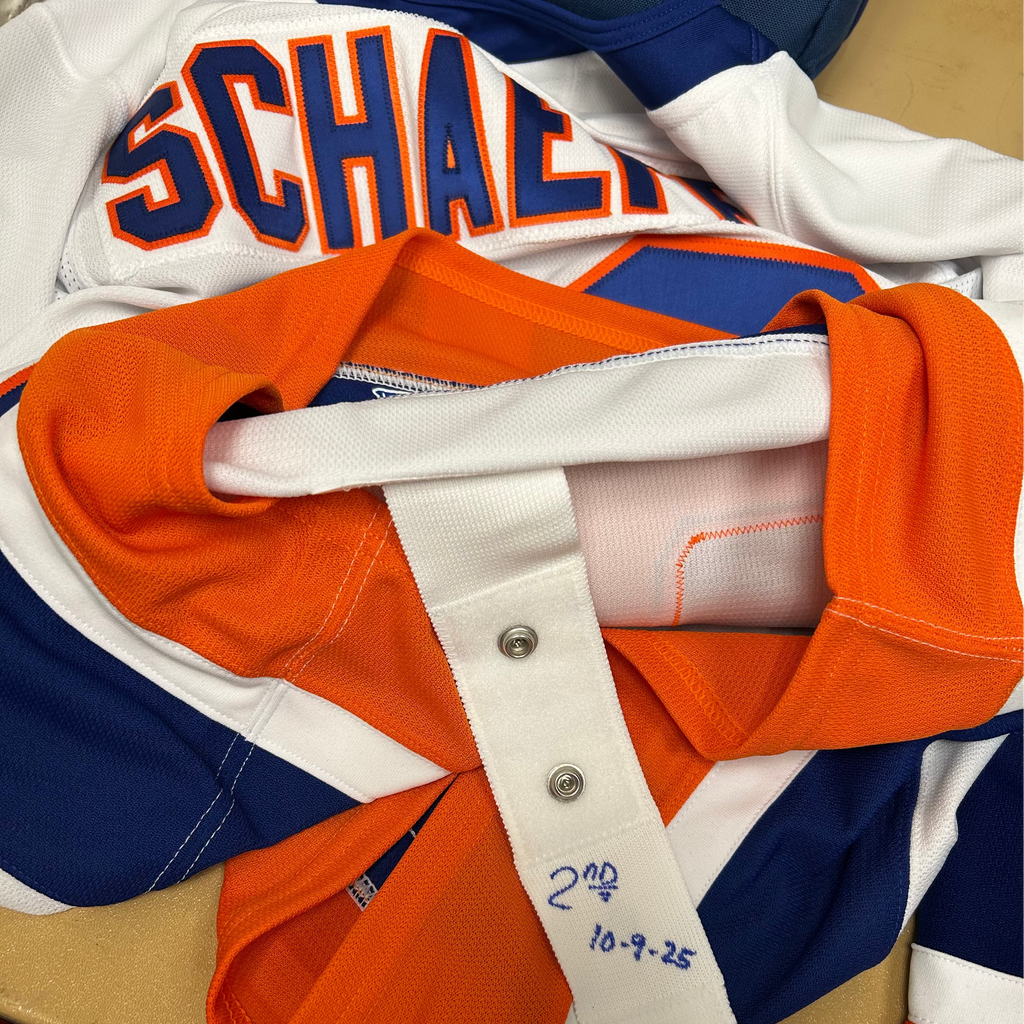 Matthew Schaefer NHL Debut Game Used Away Jersey