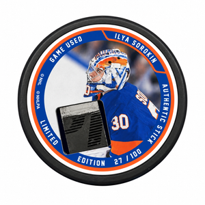 #30 Sorokin Game Used Stick Puck