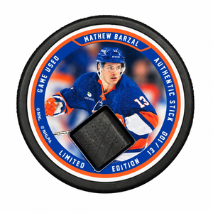 #13 Barzal Game Used Stick Puck