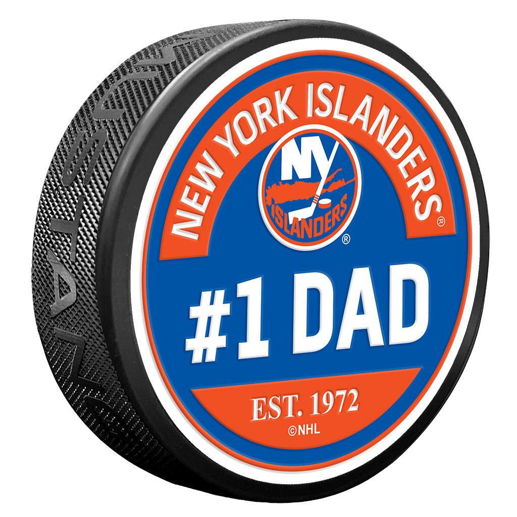 New York Islanders #1 Dad Puck with primary logo