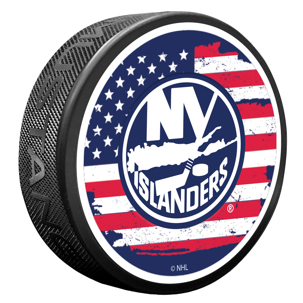 New York Islanders American Flag puck with primary logo