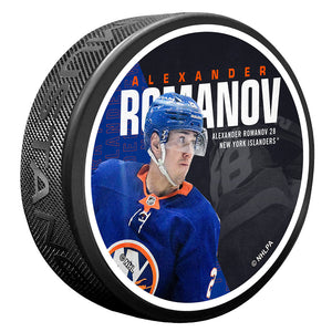 New York Islanders Centerfold Puck | Alexander Romanov