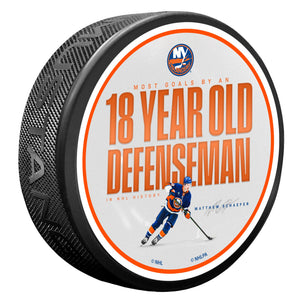 #48 Schaefer Milestone Puck | Most Goals for 18 Year Old Defenseman