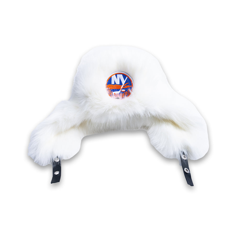 Islanders Glampwear White Faux Fur Trapper Hat