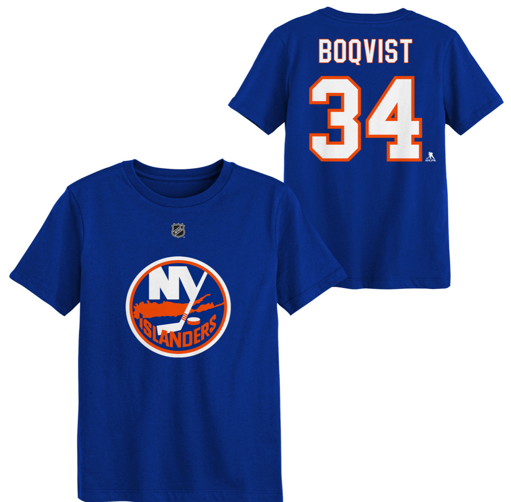 Adam Boqvist #34 New York Islanders Name & Number Kids T-Shirt
