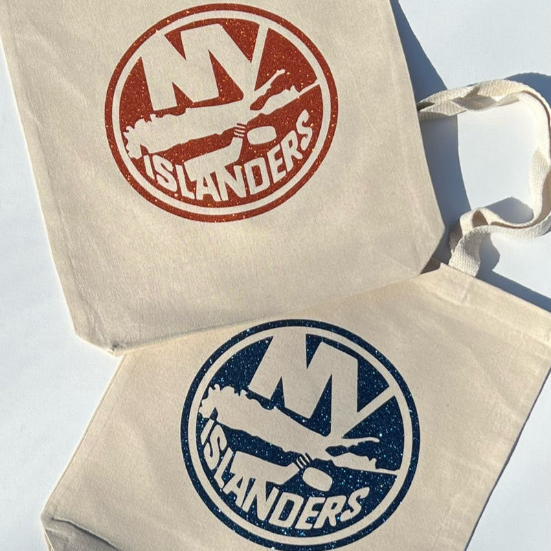 Islanders Primary Logo Glitter Canvas Tote