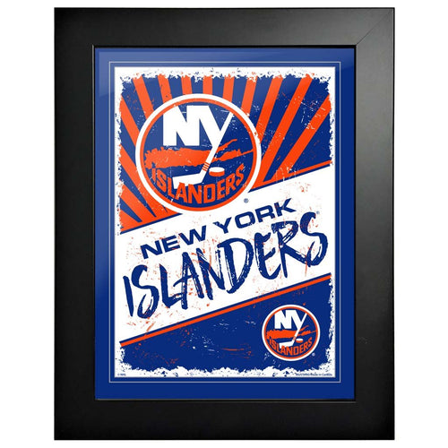 New York Islanders 12 x 16 Stanley Cup Rings Framed Artwork