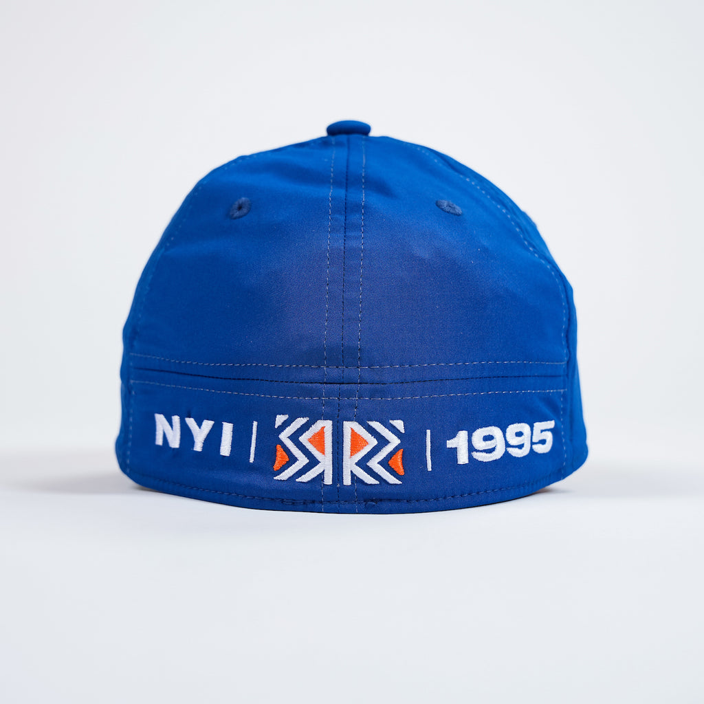 New York Islander royal blue reverse retro stretch hat with orange brim made by Adidas
