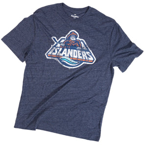 New York Islanders Reverse Retro navy triblend short sleeve tee made by Fanatics