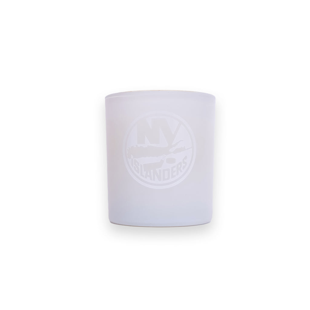 New York Islanders ice candle with white primary logo made by Apothia