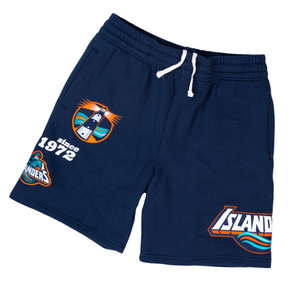 New York Islanders navy fisherman patch shorts made by Mitchell and Ness