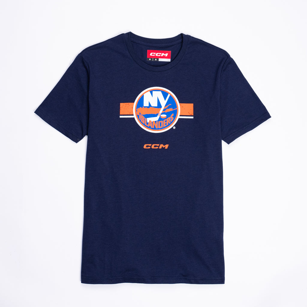 New York Islanders navy short sleeve tee with primary logo made by CCM