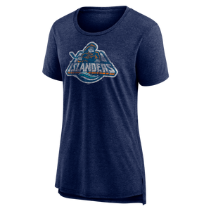 New York Islanders Womens Reverse Retro navy triblend short sheeve tee made by fanatics 
