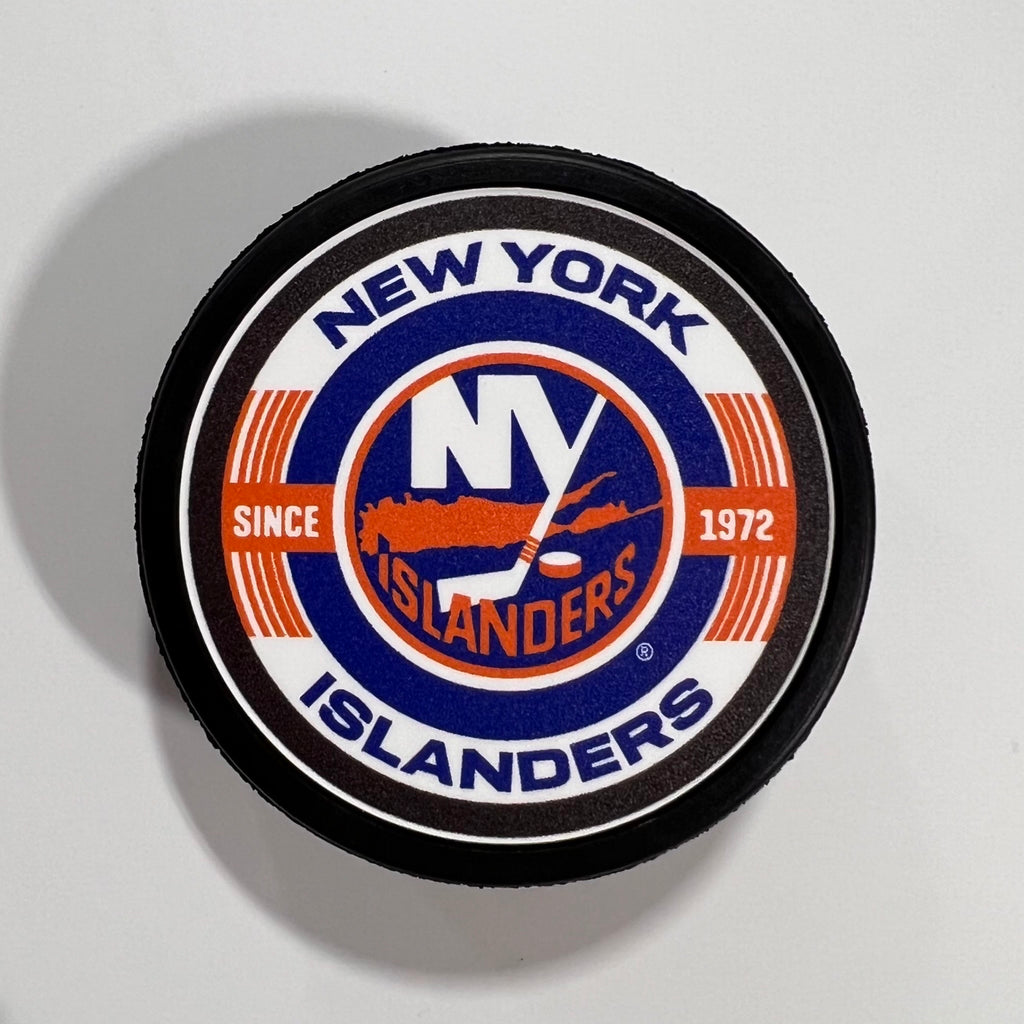 New York Islanders puck with primary logo