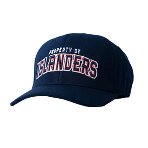 New York Islanders navy hat with orange and white lettering made by CCM