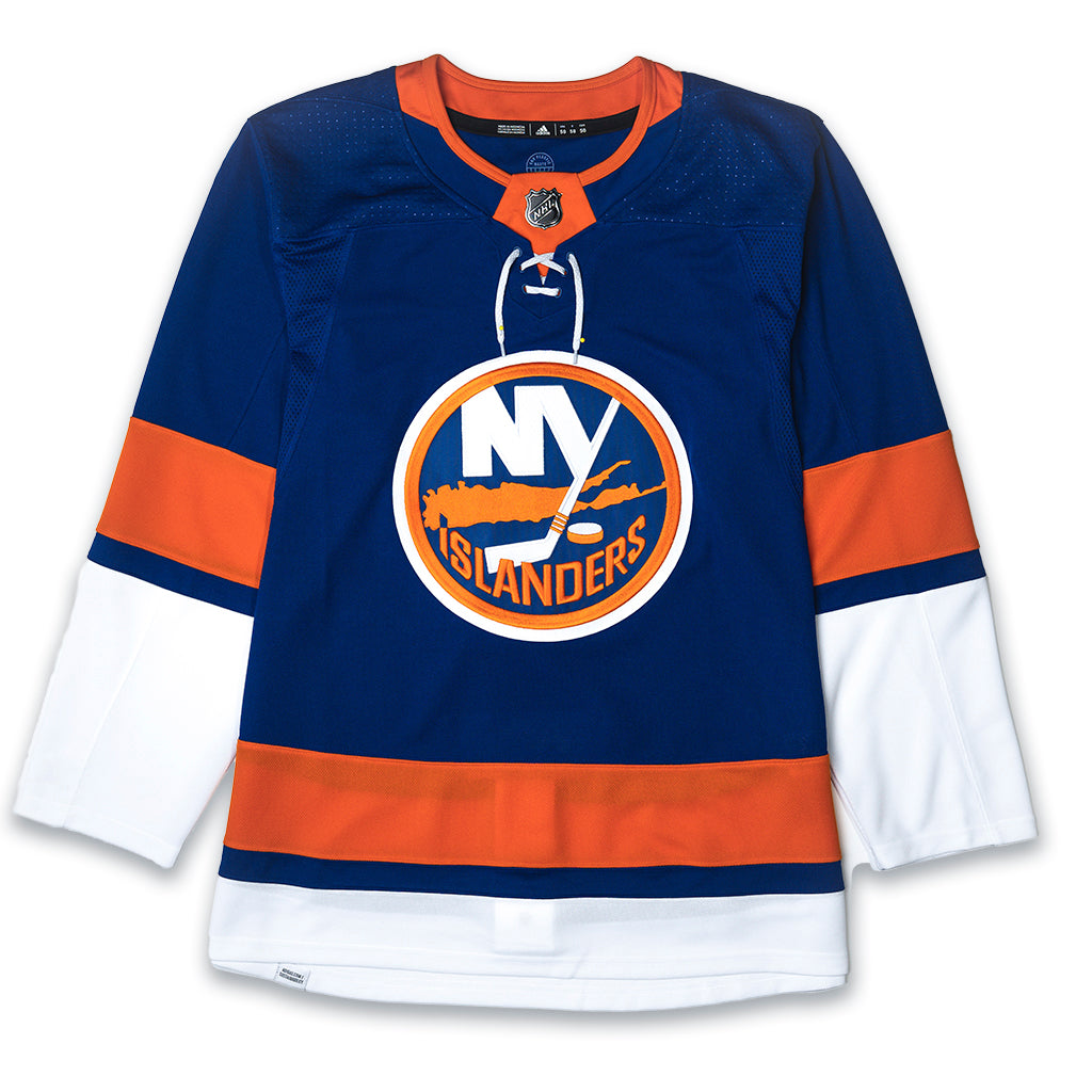 New York Islanders blue home primary jersey with orange and white stripe made by adidas