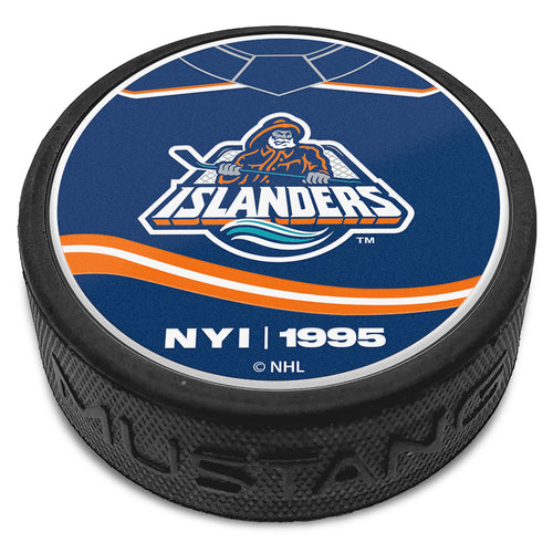 New York Islanders Striped Textured Puck